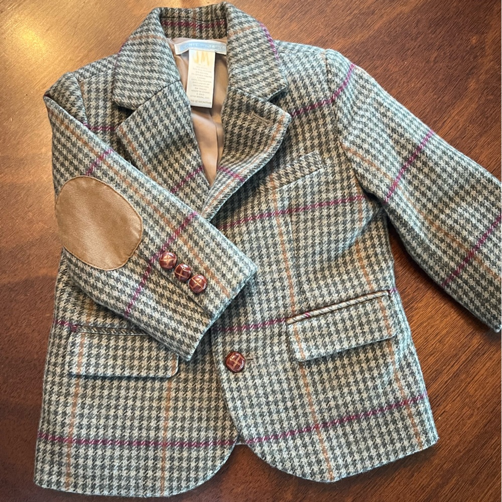 Janie and Jack Plaid Blazer - Green and Pink